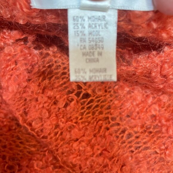 Jones New York‎ Sport Hand Knit Mohair Wool Blend Orange Sweater M - Picture 6 of 8